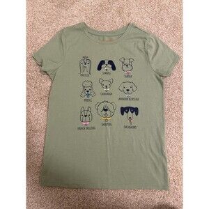 Cat and Jack Dog Graphic T-Shirt Olive Green Girl's Medium (7/8)